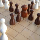 Compact 25-piece Hnefatafl Game, close-up of the king and defenders
